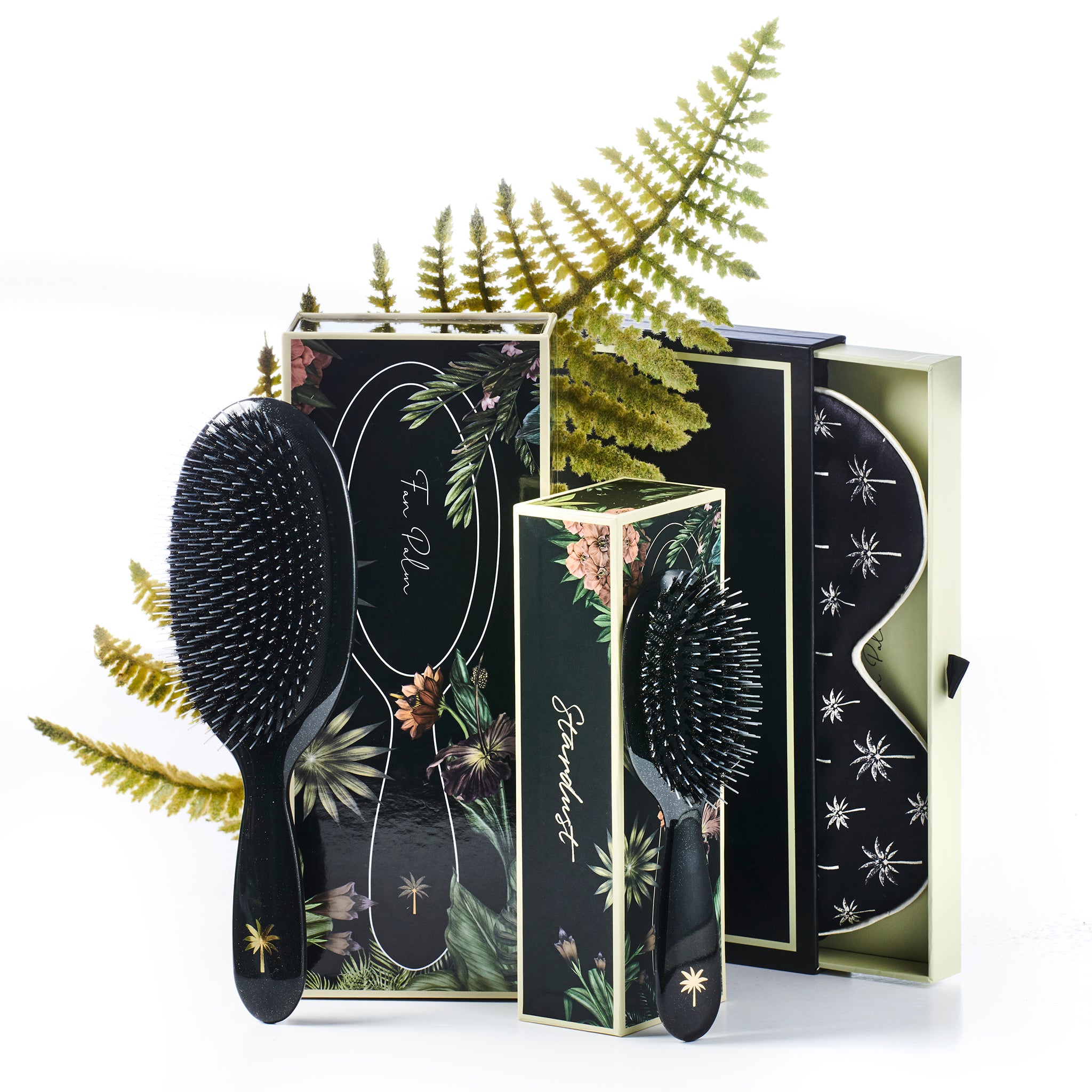 Large Vildsvinehår & nylon hårbørste, Stardust - Gloss Black w/Glitter